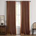 MIULEE 100% Blackout Linen Curtains for Bedroom 42 x 96 Inch Brown 2