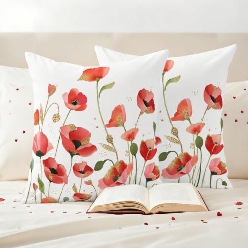 Spring Floral Decorative Throw Pillow Covers 18x18 Inch Set of 2