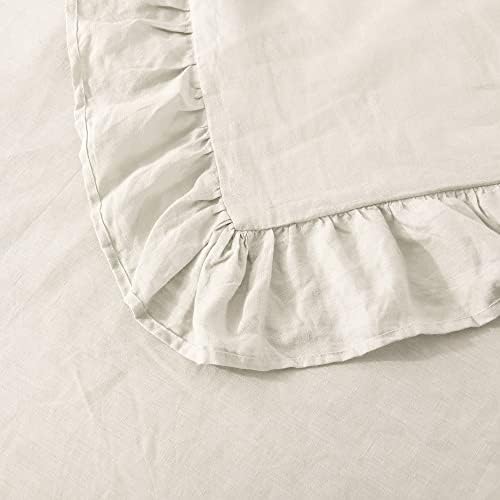 meadow park 100% Stone Washed Linen Duvet Cover Set 3 Pieces, King
