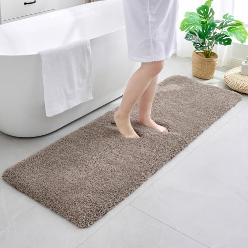 Disolla Taupe Grey Bathroom Runner Rug 24x59, Soft Plush Large Bath