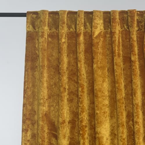Lux Warm Gold Crushed Velvet Curtains 2 Panel Set - 120 inches Long