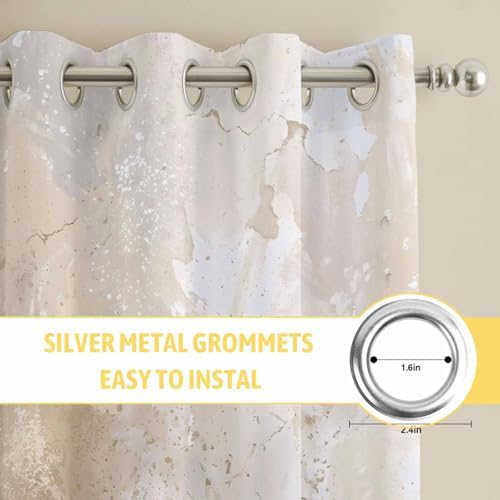Beige Window Curtains Panels with Grommet,Modern Minimalism Gradient