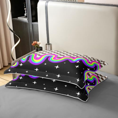 Feelyou Brown Grid Duvet Cover 100% Cotton King Size Geometric Bedding