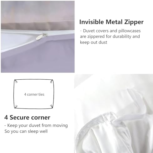 King Duvet Cover Set Soft Microfiber Oil Painting Horse Light Purple