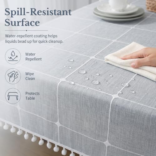Warmstar Linen Textured Tablecloth Rectangular, Farmhouse Rustic Table