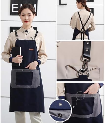 Kitchen Apron Cross Back Adjustable Cotton Canvas Bib Apron with