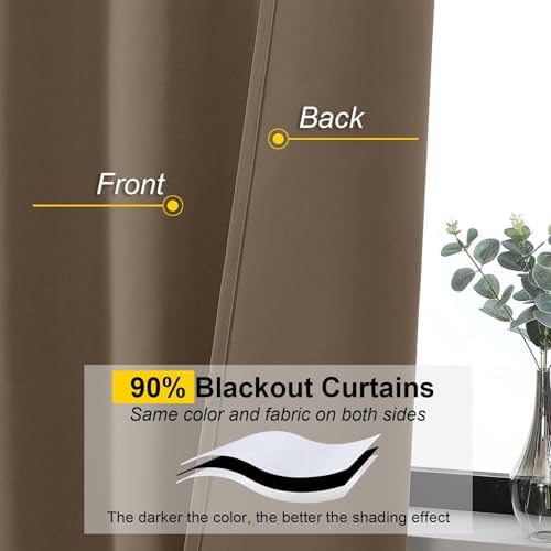 Brown Blackout Curtains for Bedroom Living Room 72 Inches Long 2