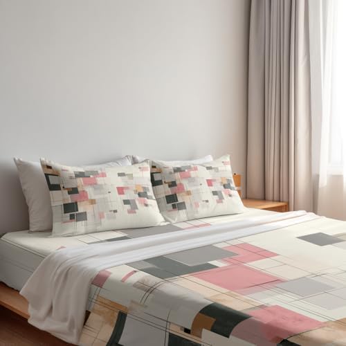 Shrahala Abstract Minimalist Art Twin XL 4 Piece Sheets Set, Geometric