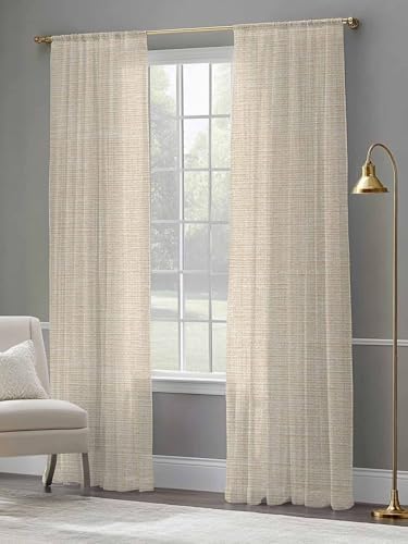 Vintage Cream Sheer Curtains 108 Inches Length 2 Panels Set Bedroom