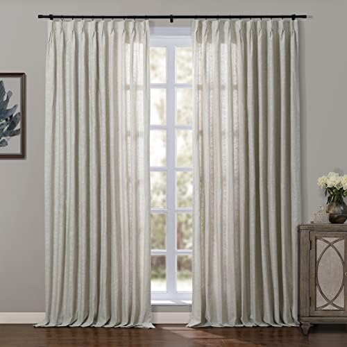 ChadMade Oatmeal Cotton Linen Curtain Light Filtering 52 x 84 Inch