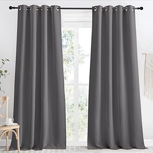 NICETOWN Grey Blackout Long Curtain 96 inch Length, W55 x L96, 1
