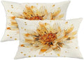 Floral Throw Pillow Covers Set of 2, Cream and Gold Sunflower Design