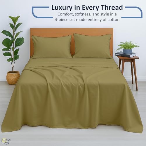 Cottington Lane Full Sheet Set, 4 Piece 100% Cotton, 16" Deep, Taupe