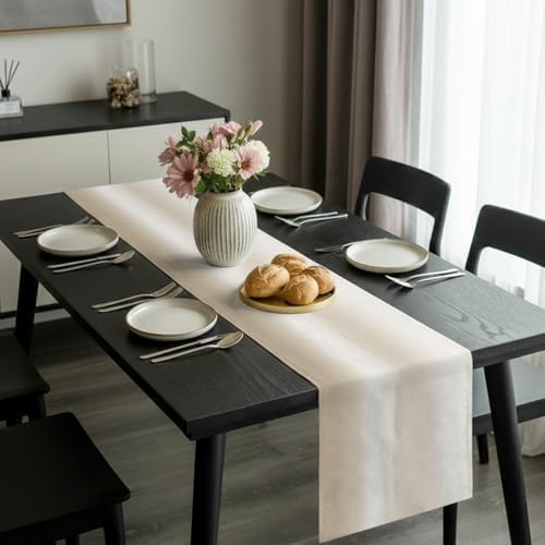 Cream Ombre Table Runner 72 Inch Long Dresser Scarves Linen