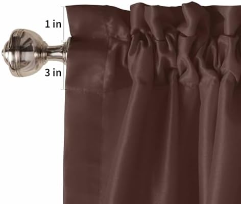 Window Curtains 72 Inch Length - 2 Panels, Brown Rod Pocket Curtain