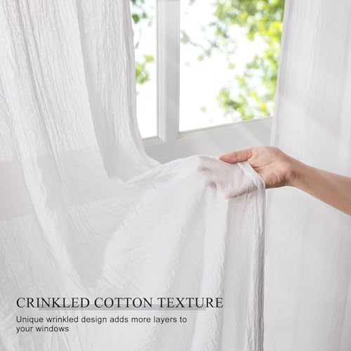 Melodieux White Sheer Curtains 108 Inches Long for Living Room Patio