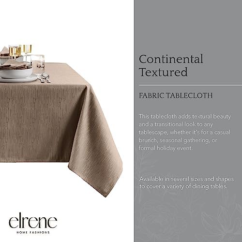 Continental Solid Texture Water Resistant Tablecloth, Taupe - 52" W x