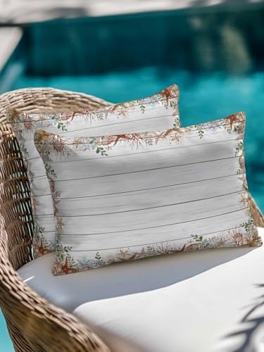 Outdoor Pillows Waterproof, Orange Coastal Starfish Bedding Throw