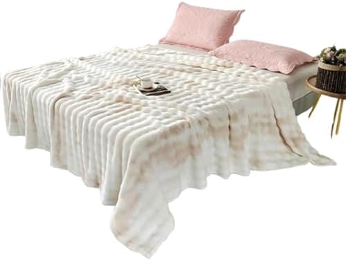 Soft Luxury Faux Fur Bubble Blanket, Thick Warm Cozy Throw Blanket for