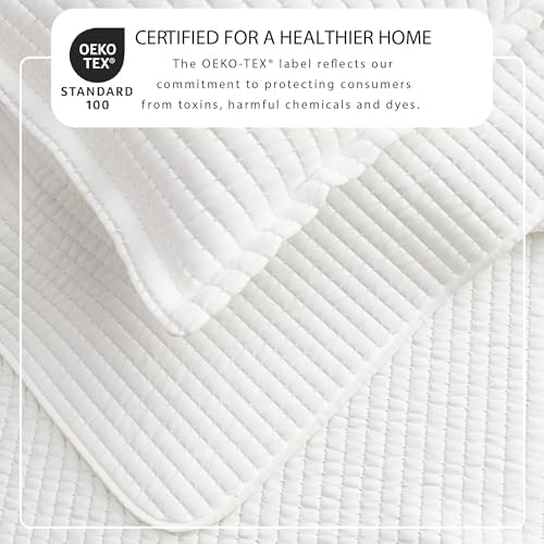 Great Bay Home Full/Queen Quilt Set - 3-Piece Solid, Channel-Stitched