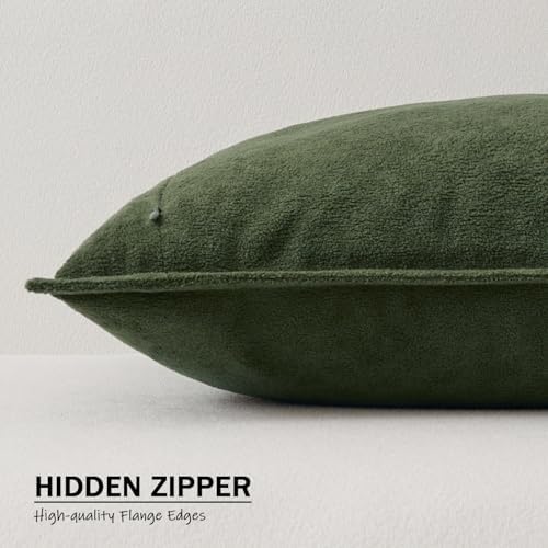 Kevin Textile Soft Waterproof Pillow Covers 18x18 Inch 2 Pack, Moss