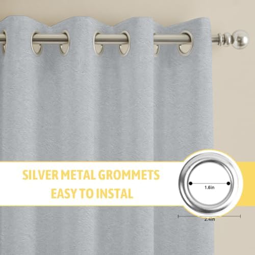 Gray Solid Color Window Curtains 63 Inch Length 2 Panels Set, Modern