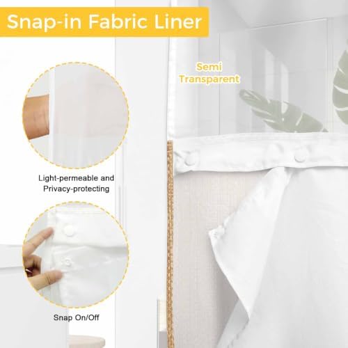 Beige Linen Texture Shower Curtains Set Rustic Solid Color Backdrop No