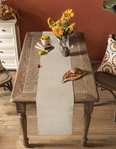 Beige Linen Bottom Table Runner 13x36 Inches Long Solid Color