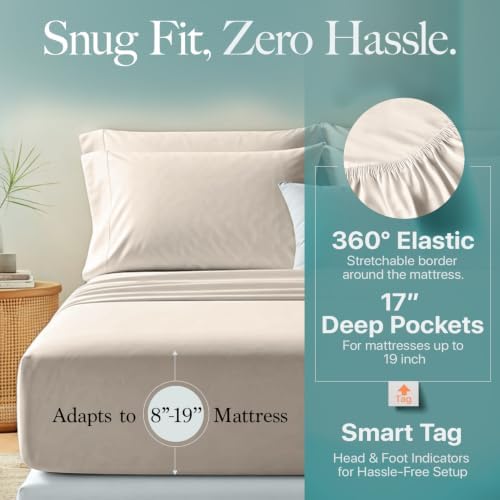 Carressa Linen 100% Egyptian Cotton King Size Sheets Set - Luxury 1500