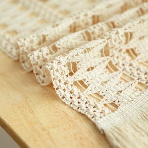 Handmade Boho Placemats Set of 6 - Natural Cotton Burlap and Water
