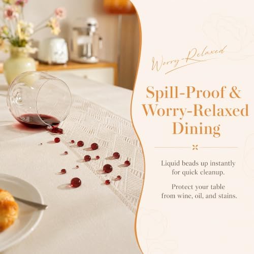 Rectangle Linen Tablecloth Waterproof Spillproof Cloth, 55x70 Inch