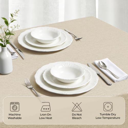 Decorelia Faux Linen Rectangle Tablecloth for Dining Room,Outdoor