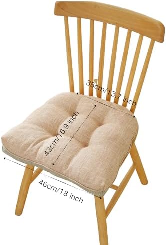 Cotton Linen Soft Comfort Chair Cushion 18"x17"x2" Tufted Chair Pads