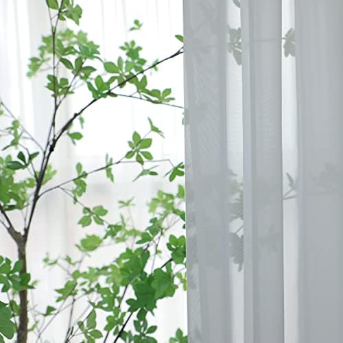 L&TEC Window Light Gray Sheer Curtains 63 Inches Long 2 Panels Sheer