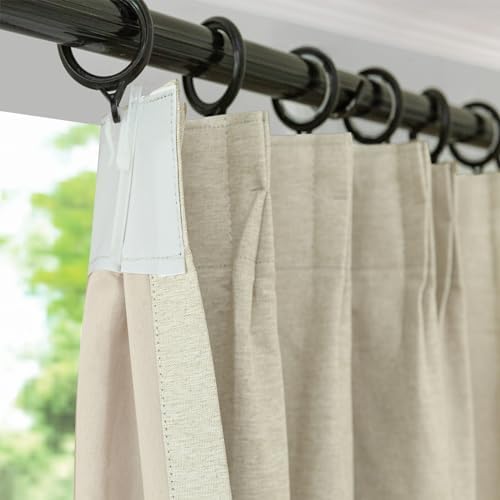 Beige Blackout Window Curtains 108 inches Long, Double Pleated Faux
