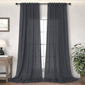 Dark Grey Curtains 96 Inches Long for Living Room 2 Panels Back Tab