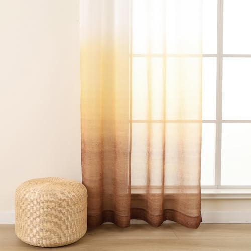 L.Z.E White Brown Ombre Sheer Curtains 96 Inches Long, Twilight