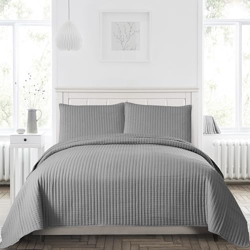 Petrichor Gray King Size Quilt Bedding Sets with
