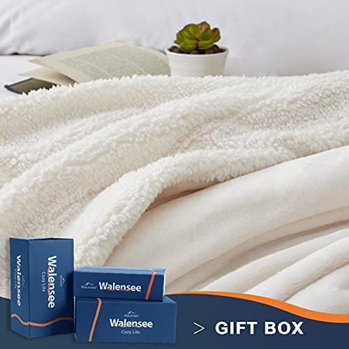 Walensee Sherpa Blanket (Throw Size 50”x60” Off White) Super Soft