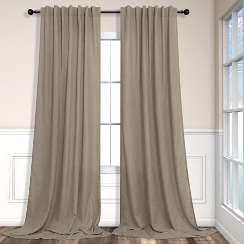 Pitalk Taupe Curtains 84 Inches Long for Living Room 2 Panel Sets