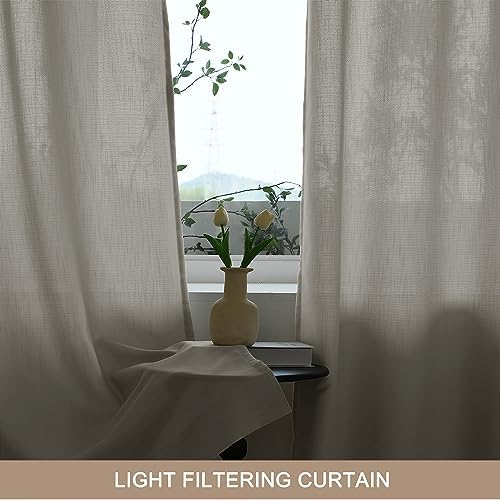 Fcosie Light Filtering Linen Curtains 108 Inches Long Pinch Pleated