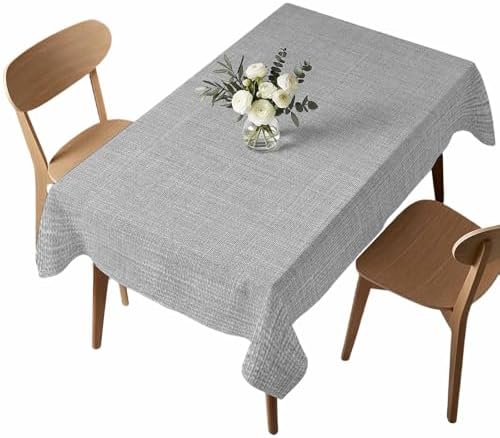 Solid Color Gray Waterproof Tablecloth for Rectangle Tables,Indoor