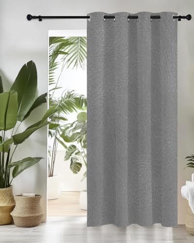 Gray Grain Texture Curtains 63 inches Long for Living Room Bedroom