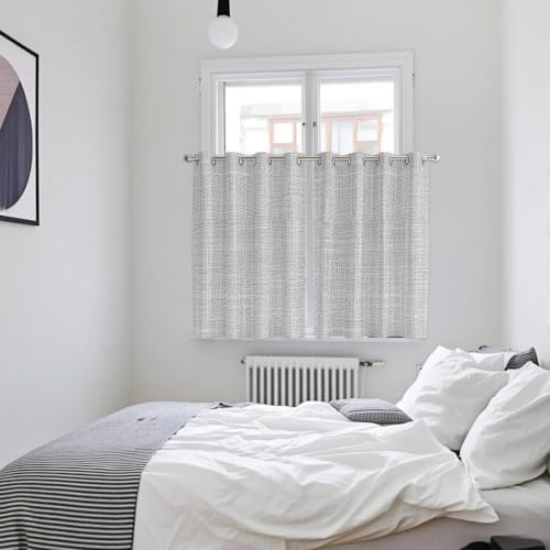 Rustic Light Gray Window Curtains 63 Inch Length 2 Panels Set
