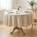 Horaldaily Beige Round Tablecloth, 70×70 Inch, Farmhouse Decor