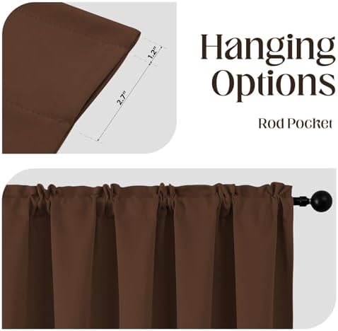 CUCRAF Brown Blackout Curtains 72 Inches, Thermal Insulated Noise