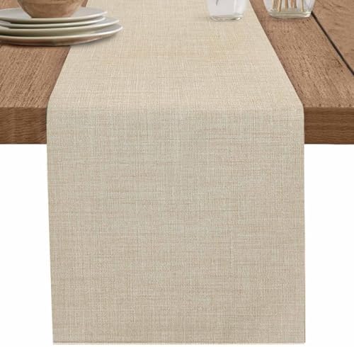 Beige Linen Bottom Table Runner 13x36 Inches Long Solid Color