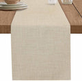 Beige Linen Bottom Table Runner 13x36 Inches Long Solid Color