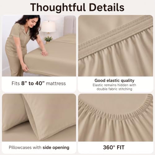 Full XL Sheet Set 1000 Thread Count 100% Cotton, 6 Piece Hotel Bedding