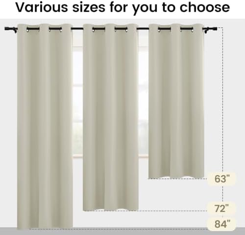 SimpleHome Cream 100% Blackout Curtains for Bedroom 84 Inch Length 2